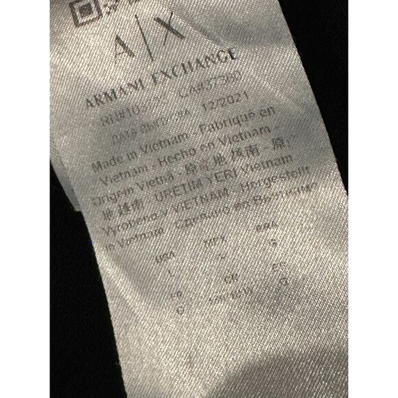 AX Armani Exchange Polo Top for Men V Neck Short Sleeves Collared Sz L Black - Picture 5 of 9